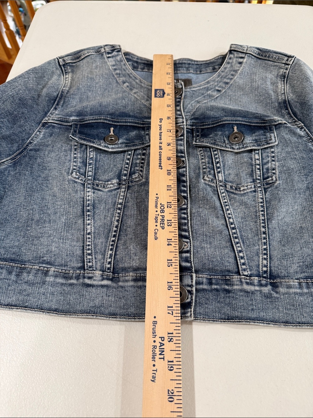 torrid Light Washed Stretch Denim Cropped Jacket 3/4 Sleeves 1X 14-16 Fall Ready - Picture 9 of 16